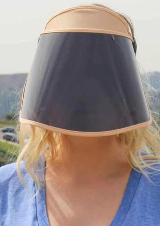 Solar Face Shield Sun Visor Hat in Pink Full Face Sun Protection