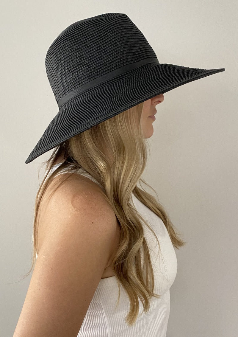 Black Summer Hat For Women Fits Large Head XLarge WIde Brim Sun Hat Sungrubbies