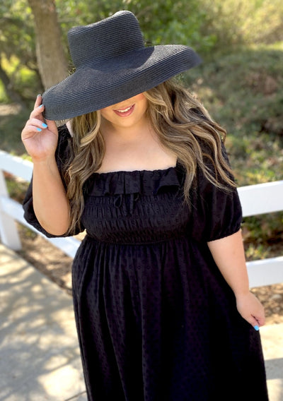 Chloe Black Derby Hat For Women Wide Brim 5” Extra Large Sun Hat ...